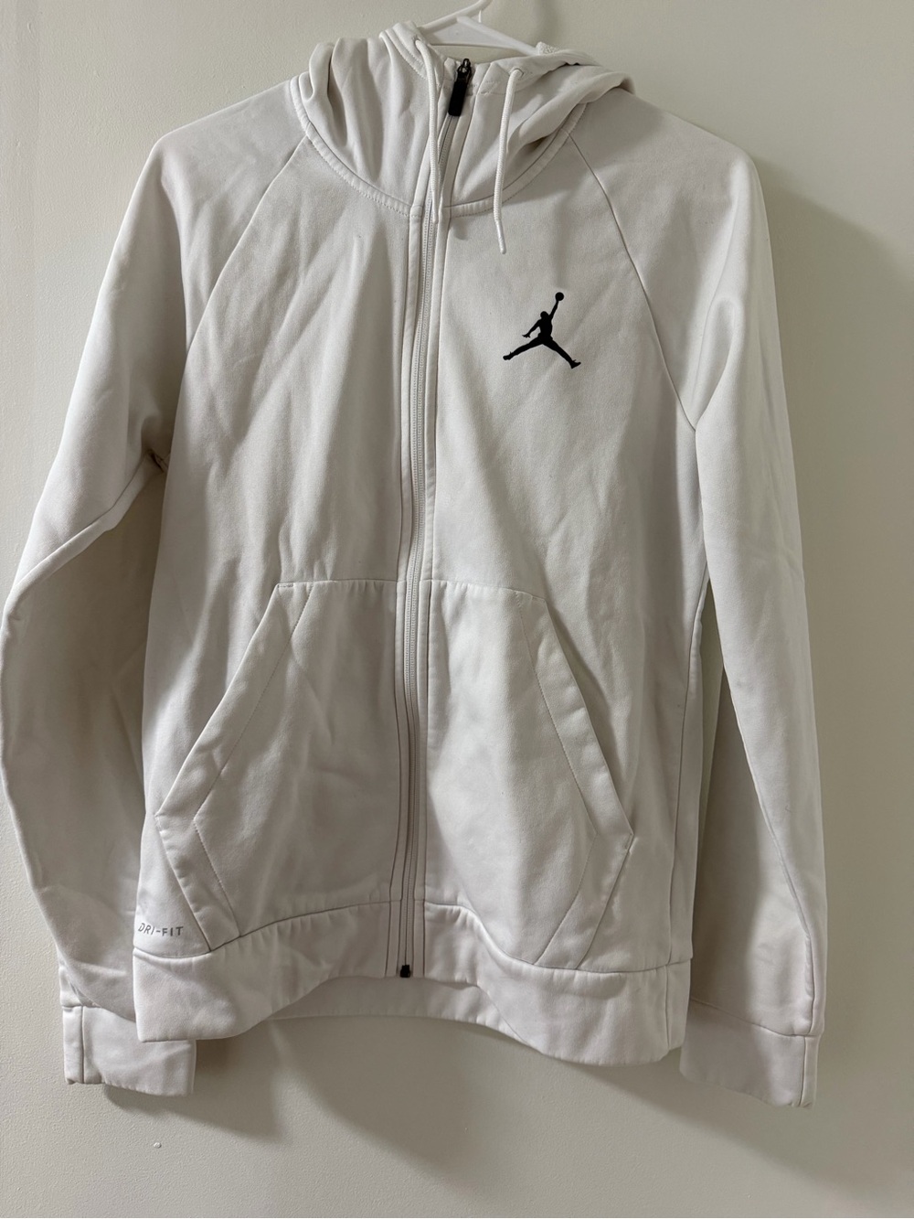 Jordan Hooded Jacket Mens Small White Excellent Dri-Fit Full-Zip Jumpman Logo